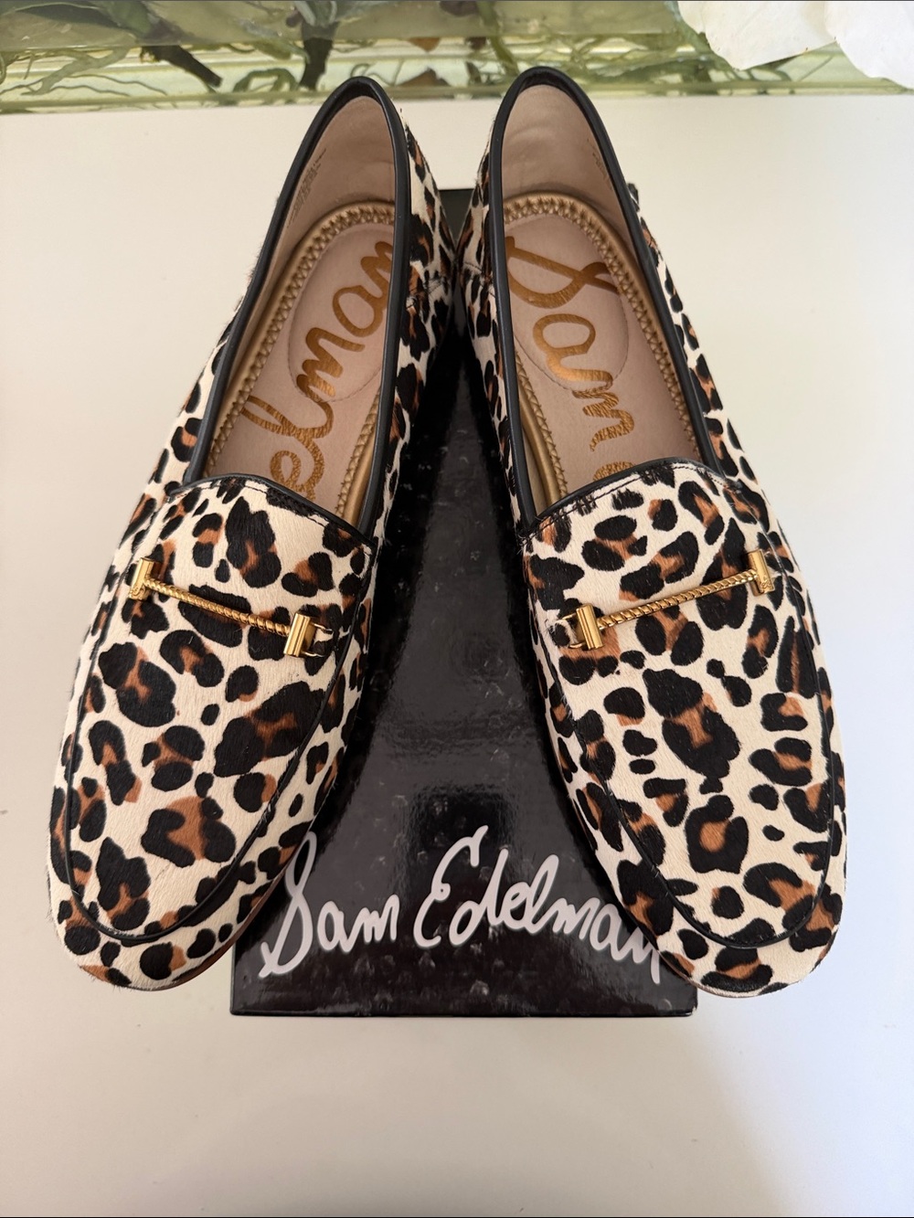 Sam Edelman Leopard Print Loafers with Gold Bit